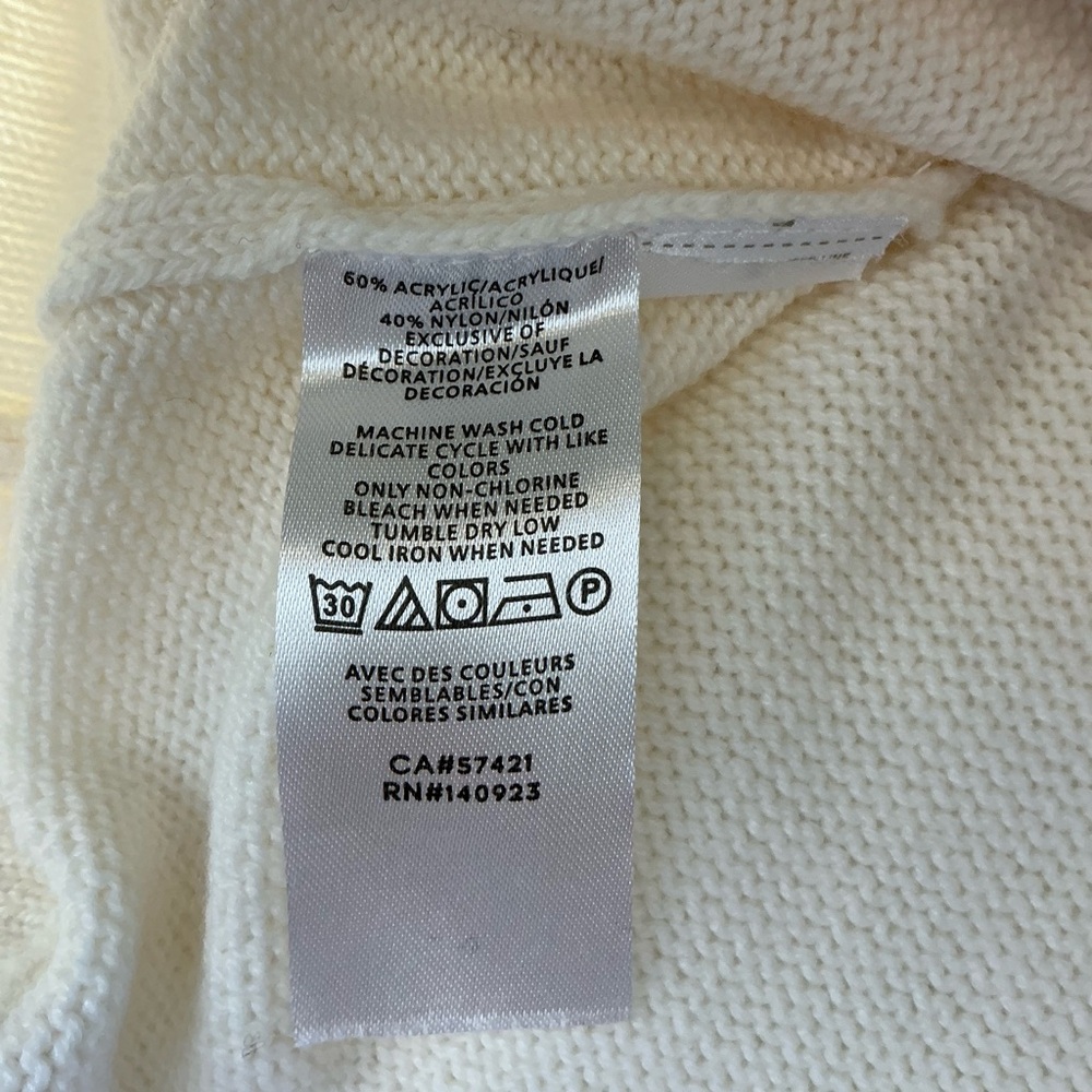 Ann Taylor LOFT Owl Cream Crewneck Sweater women’s size Large - Picture 9 of 9